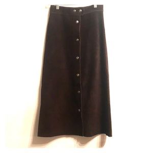 Vintage Suede Button Up Skirt